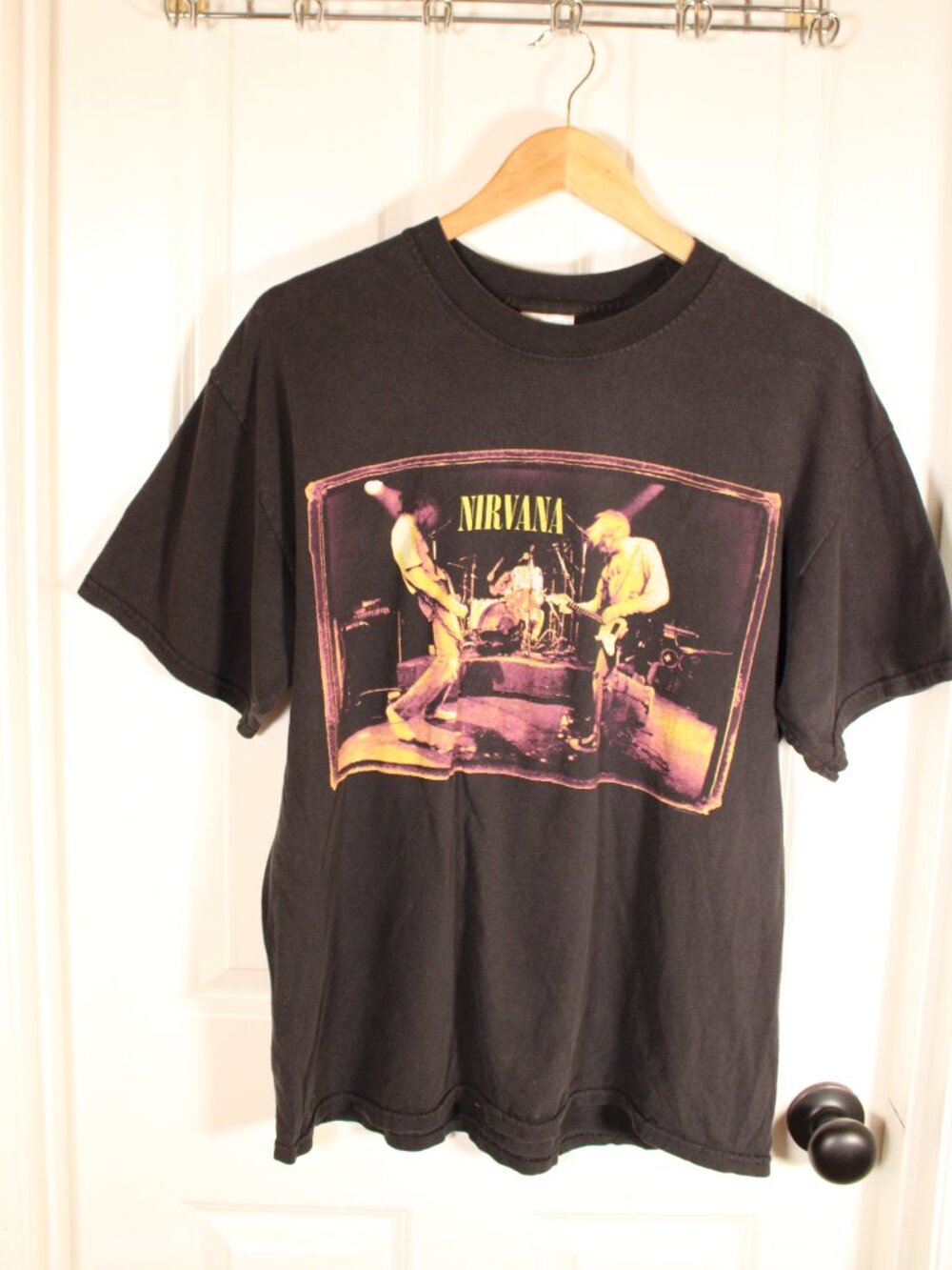 Vintage Y2K Nirvana Wishkah Band T-Shirt Black M&O Knits Men's Large vtg